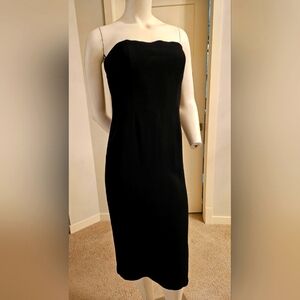 EUC Size 12 Pamella Roland Black Strapless Crepe Viscose Dress